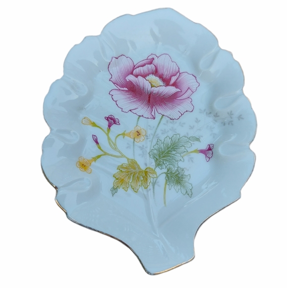 Leaf Shaped Floral Trinket Dish - Picture 3 of 4